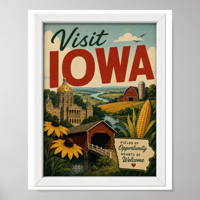 Affiche Visitez Iowa Travel Vintage (Devant)