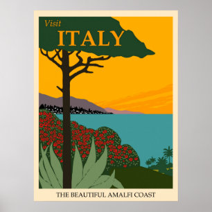 Affiche Visitez Italie, Les Beaux Voyages De La Côte Amalf