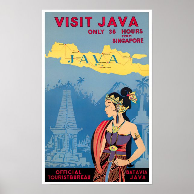 Affiche Visitez Java vintage travel (Devant)