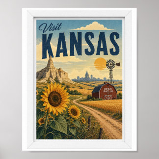 Affiche Visitez Kansas Travel Vintage