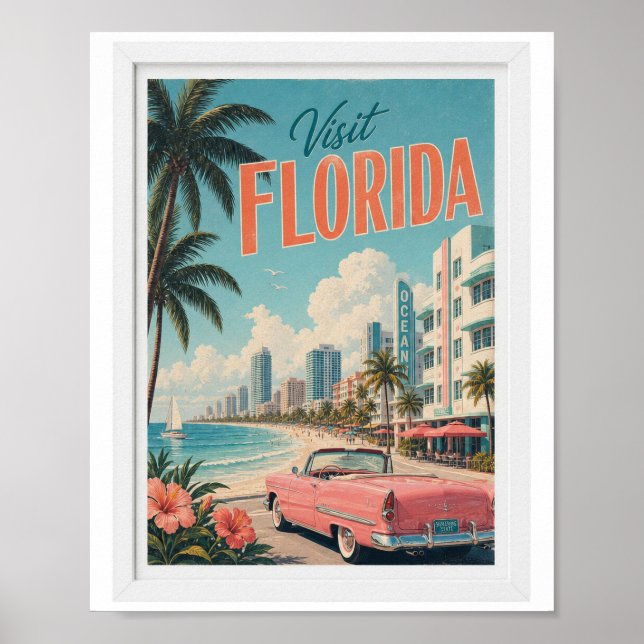 Affiche Visitez la Floride Voyage Vintage (Devant)
