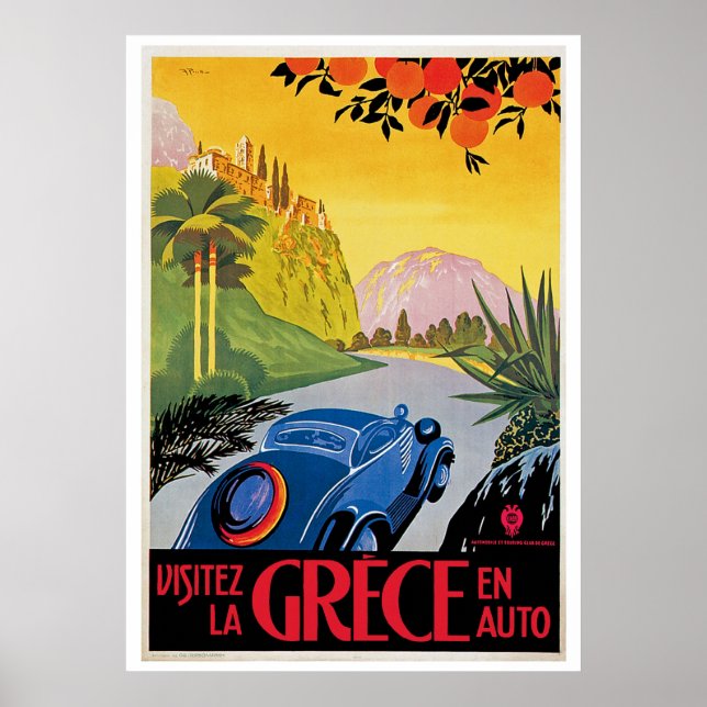 Affiche Visitez La Grece en Auto (Devant)