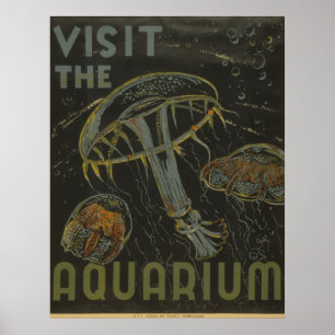 Affiche Visitez l'affiche de l'Aquarium Vintage WPA