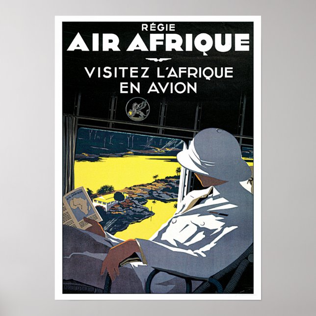 Affiche Visitez l'AFRIQUE par avion Old French Airlines Tr (Devant)