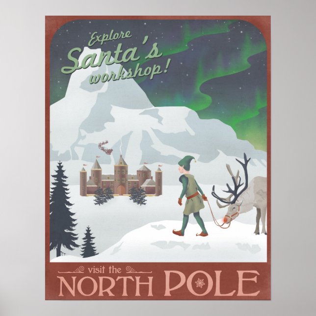Affiche Visitez l'atelier de Père Noël au pôle Nord (Devant)