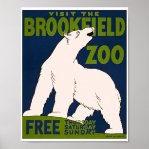 Affiche Visitez le Brookfield Zoo - Ours polaire Vintage W