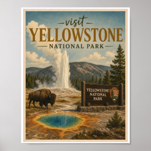Affiche Visitez le parc national de Yellowstone Voyage Vin