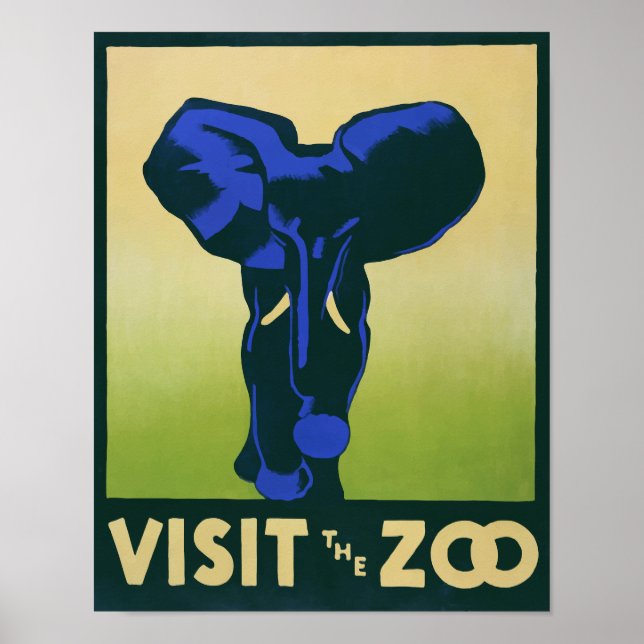 Affiche Visitez le Vintage voyage Zoo Elephant (Devant)