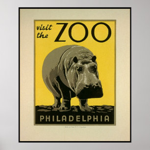 Affiche Visitez le zoo de Philadelphie, Hippo - Ancien pos