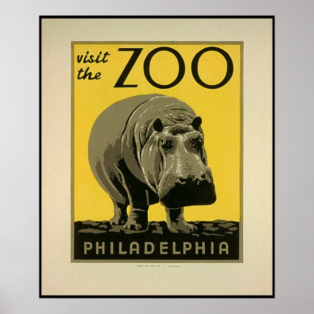 Affiche Visitez le zoo de Philadelphie, Hippo - Ancien pos (Devant)
