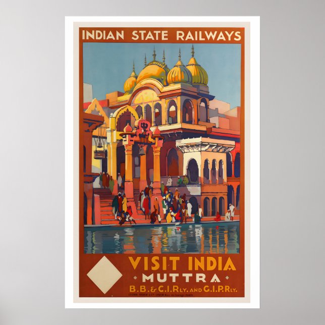 Affiche Visitez les chemins de fer de l'État indien Inde V (Devant)