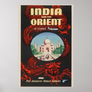 Affiche Visitez l'Inde et l'Orient des années 1950 - Voyag