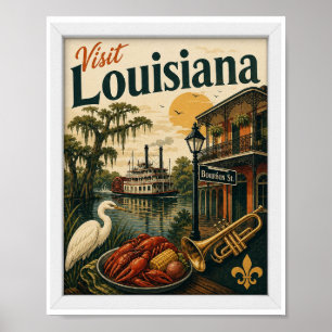 Affiche Visitez Louisiana Travel Vintage