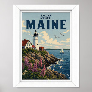 Affiche Visitez Maine Voyage Vintage