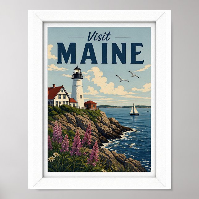 Affiche Visitez Maine Voyage Vintage (Devant)