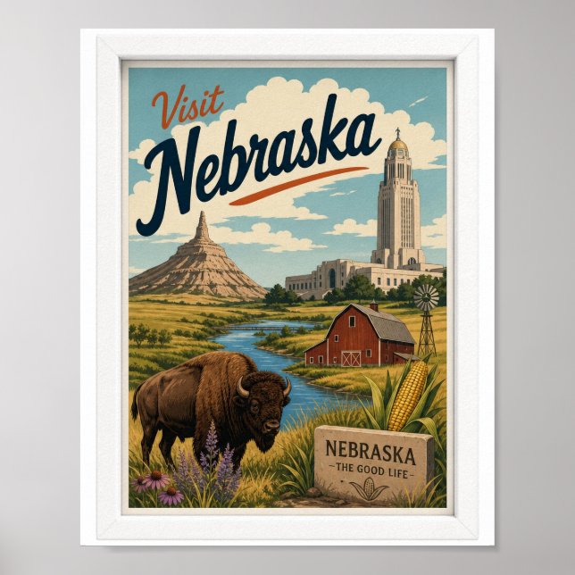 Affiche Visitez Nebraska Travel Vintage (Devant)