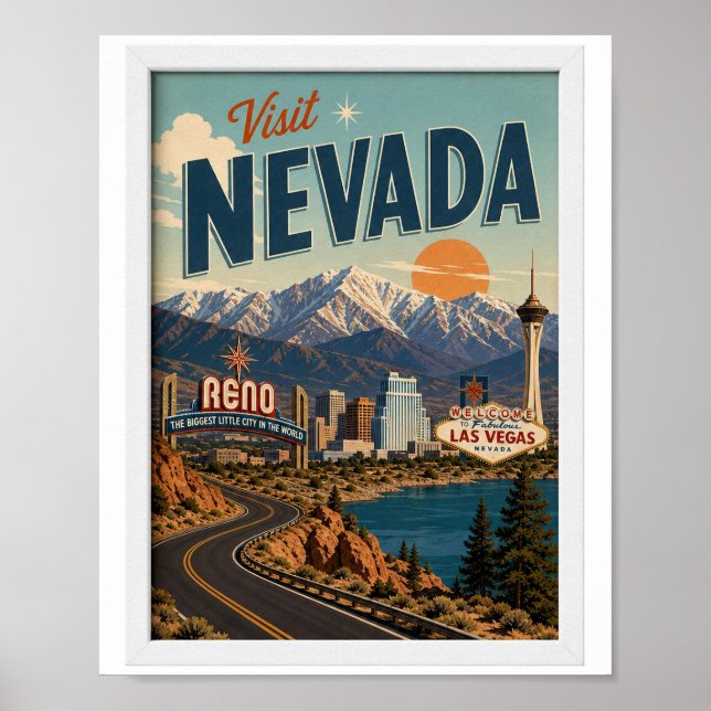 Affiche Visitez Nevada Travel Vintage (Devant)
