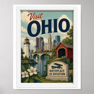 Affiche Visitez Ohio Voyage Vintage