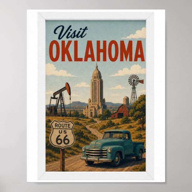 Affiche Visitez Oklahoma Voyage Vintage (Devant)