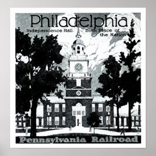 Affiche Visitez Philadelphie sur la Pennsylvania Railroad