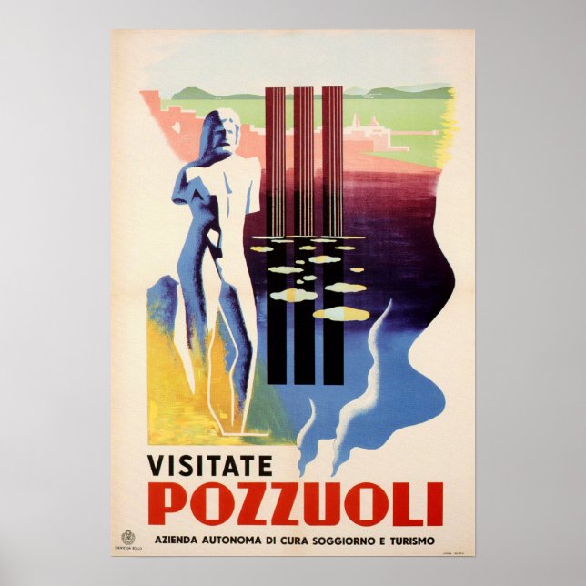 Affiche VISITEZ POZZUOLI Rome Naples Italie Vintage ENIT (Devant)