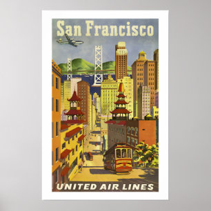 Affiche Visitez San Francisco années 50 Style Vintage Comp