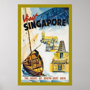 Affiche Visitez Singapour le cœur de l'Asie Années 1950 Vi