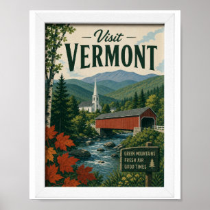 Affiche Visitez Vermont Travel Vintage