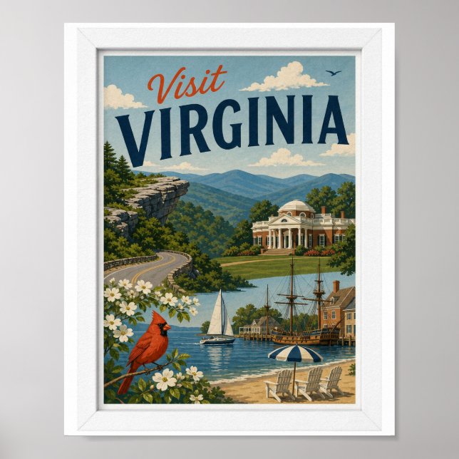 Affiche Visitez Virginia Travel Vintage (Devant)