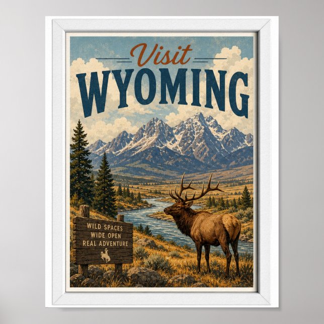 Affiche Visitez Wyoming Voyage Vintage (Devant)