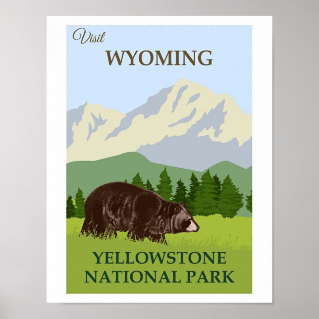 Affiche Visitez Wyoming, Yellowstone National,  (Devant)