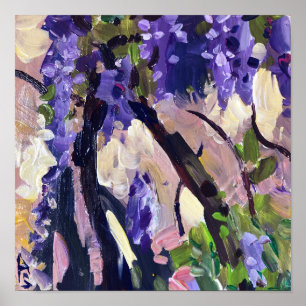 Affiche Vistérie en fleur de peinture contemporaine
