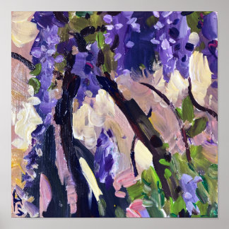Affiche Vistérie en fleur de peinture contemporaine