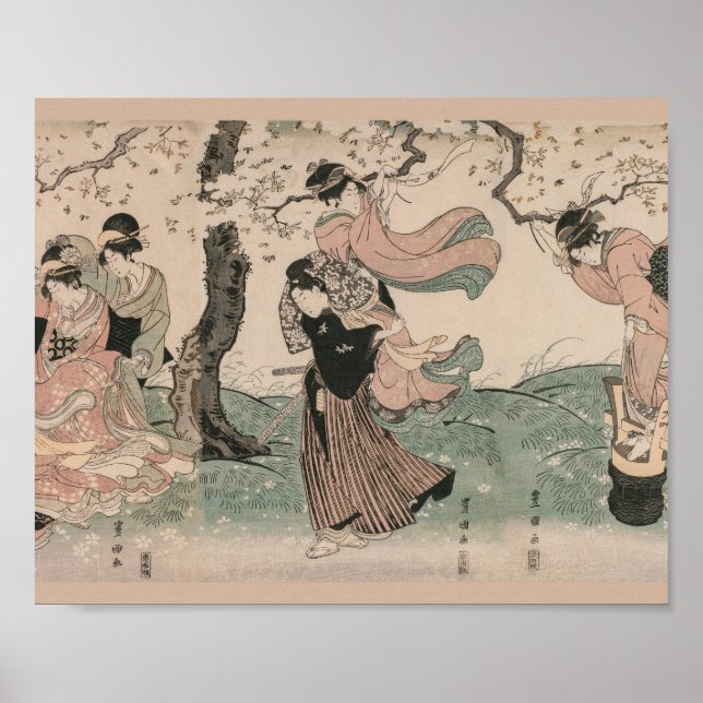 Affiche Visualisation des fleurs de cerises au printemps j (Devant)