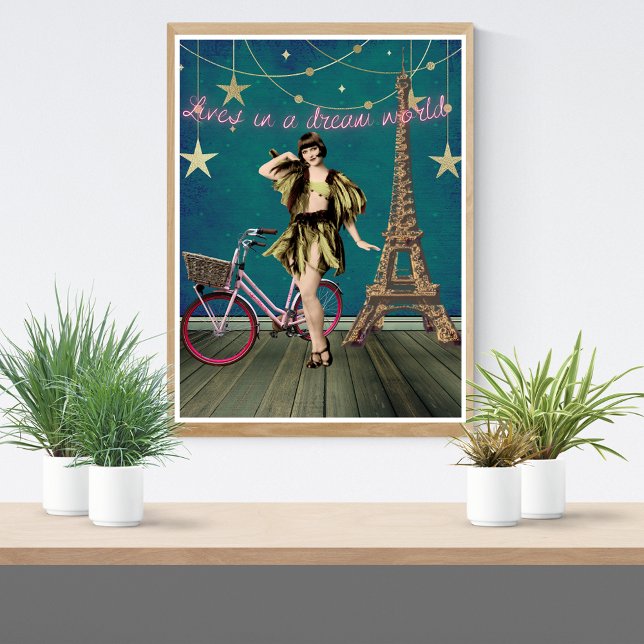 Affiche Vit Dans Un Monde De Rêve Funky Altered Art (Créateur téléchargé)