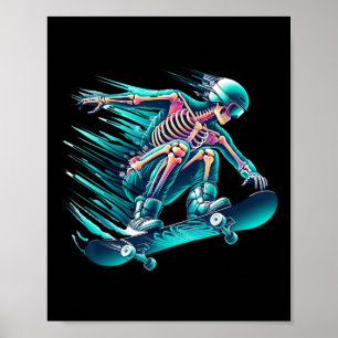 Affiche Vitesse de patinage squelette Cool