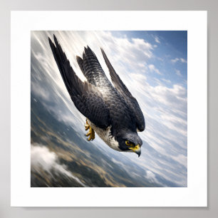 Affiche Vitesse du ciel - Faucon pèlerin en descente