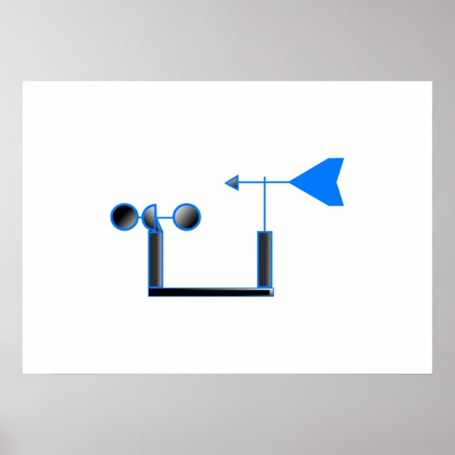 Affiche Vitesse du vent bleu et Vanne météorologique (Devant)