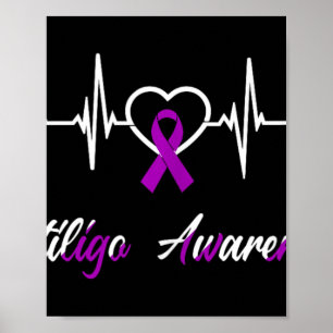 Affiche Vitiligo Sensibilisation Heartbeat Love Purple Rib