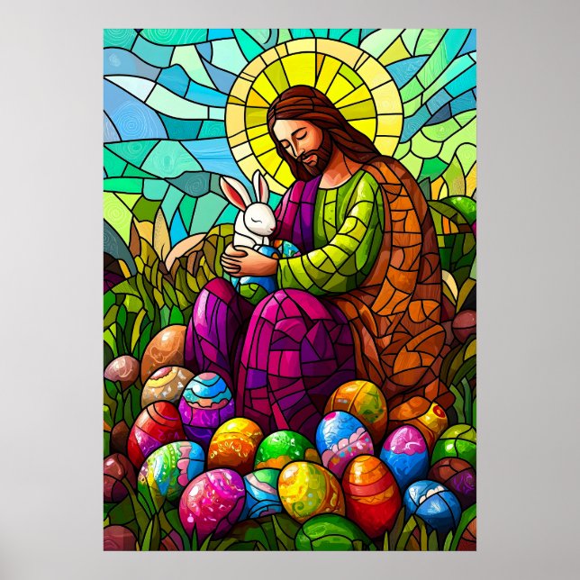 Affiche Vitrail de Jésus Christ Pâques (Devant)