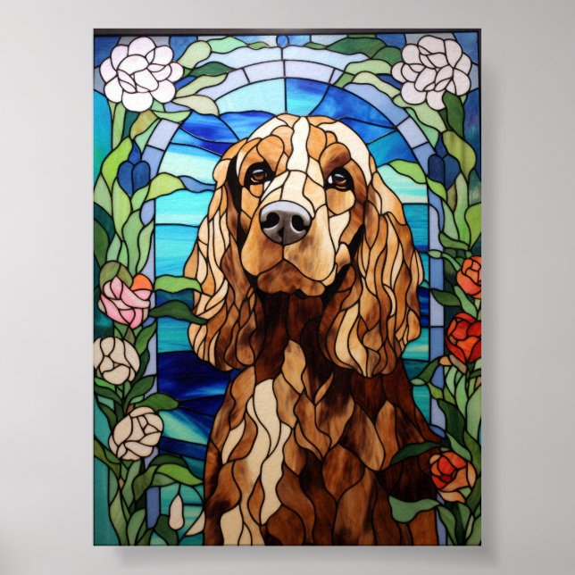 Affiche Vitrail de l'arche florale de Cocker Spaniel (Devant)