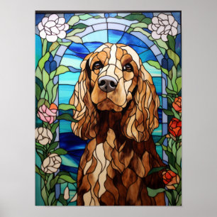 Affiche Vitrail de l'arche florale de Cocker Spaniel