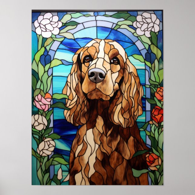 Affiche Vitrail de l'arche florale de Cocker Spaniel (Devant)