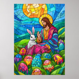 Affiche Vitrail Jésus Mur de Pâques Art
