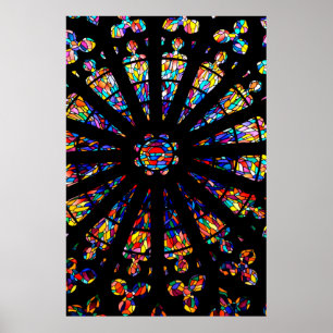 Affiche vitraux de l'église couleurs