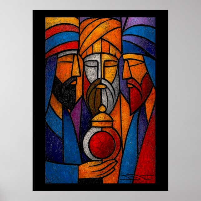 Affiche Vitraux modernes Les Trois Sages en anglais (Devant)