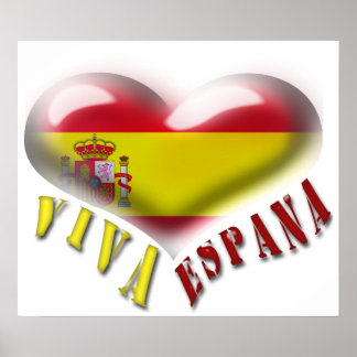 Affiche Viva Espana Espagne Armoiries Coeur Imprimer
