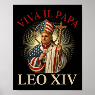 Affiche Viva Il Papa Pape Leo Xiv Premier Pontife Américai