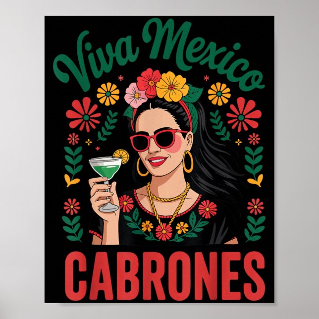 Affiche Viva Mexico Cabrones Femmes Drapeau Mexicain (Devant)