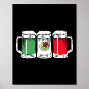Affiche Viva Mexico Drôle Bière Mexicaine Drapeau Cinco De